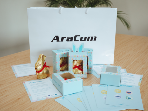 Lindt Osterhase in Werbekartonage mit Logo