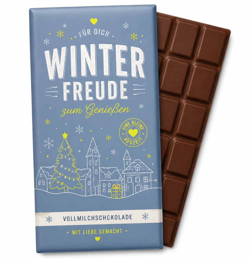 Schokoladentafel als Adventskalender mit 24 Stückchen