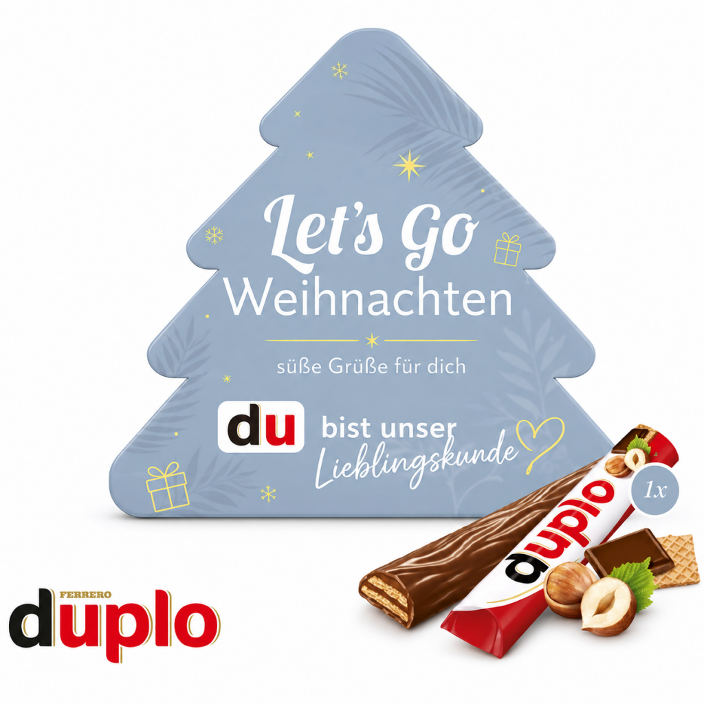 Duplo Weihnachtsbaum mit Logo für Mitarbeiter